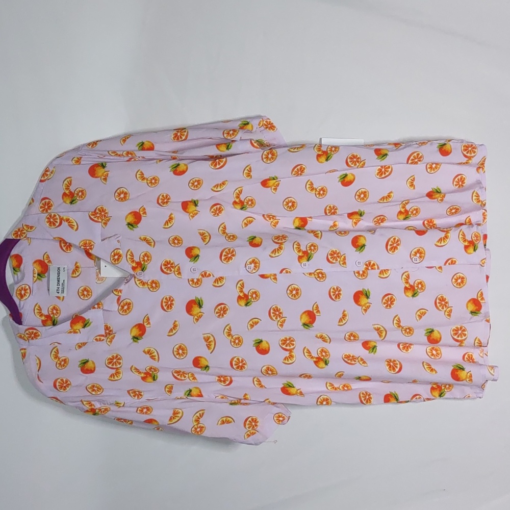 4th Dimension Rayon Lavender Orange Combo Short Sleeve Shirt